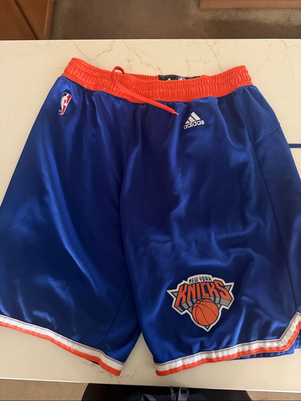 adidas Blue and Orange New York Basketball Shorts